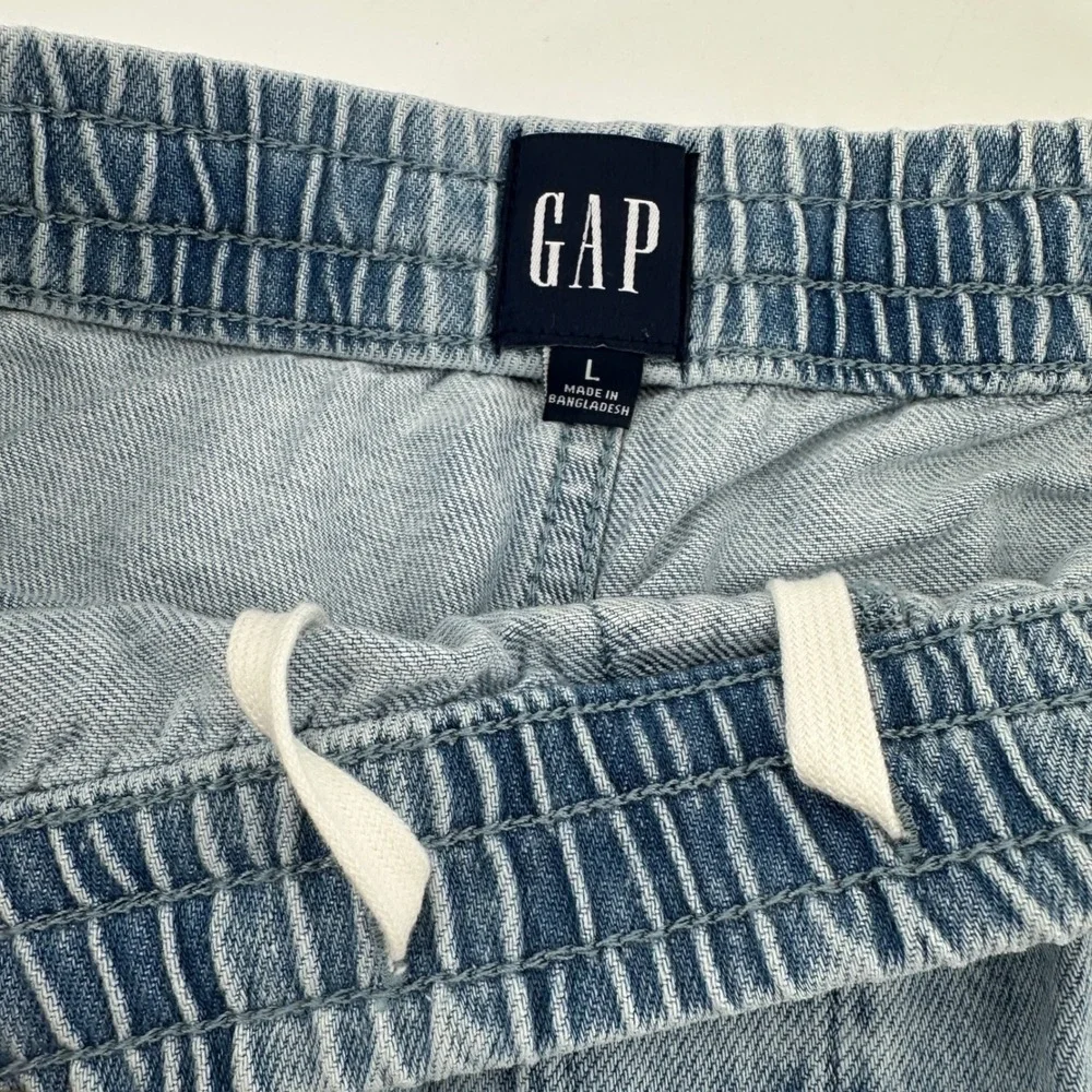 Gap Easy Denim Long Shorts Light Indigo Side Stripe 896140-00 Womens Large NWT
